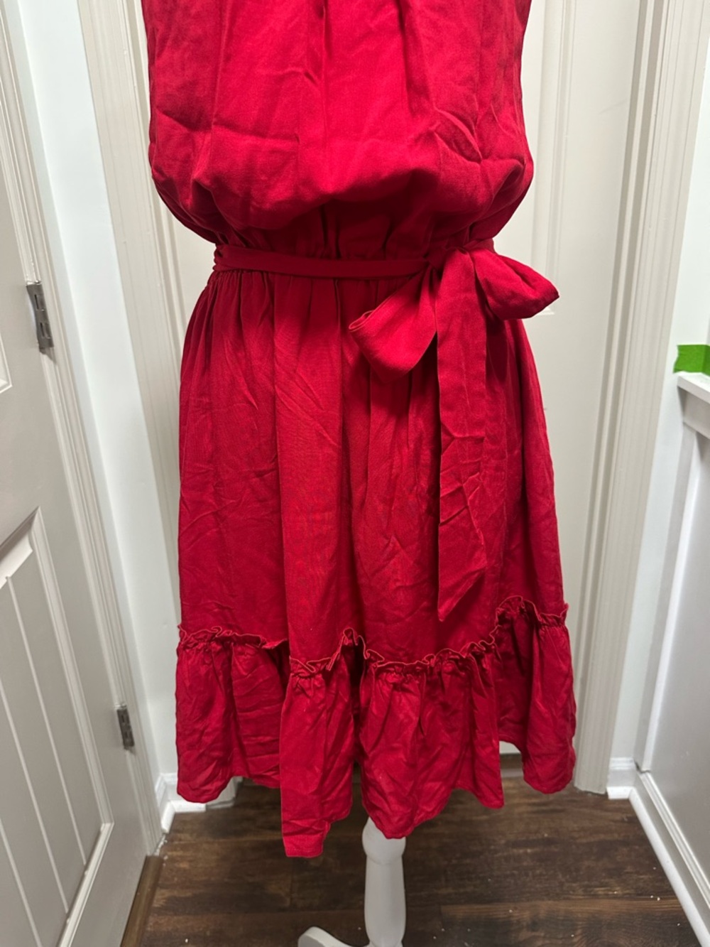 Red Halter Tie-Waist Mini Dress - Picture 3 of 7